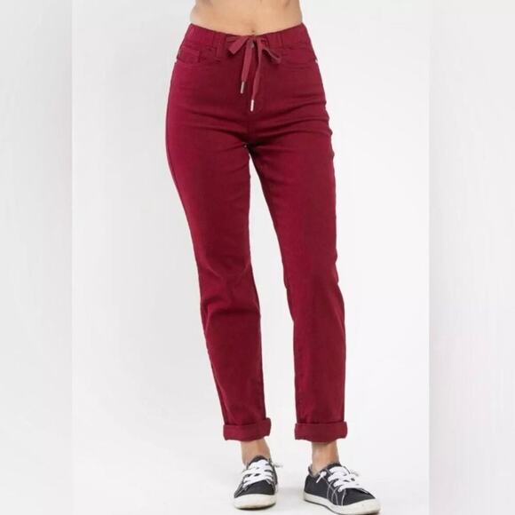 Judy Blue Garment Dyed Scarlet Red Jeans Size 13/31 Preppy Career Comfortable - Picture 1 of 11